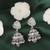 Modish leaf and pear shape silver plated pink kundan stone brass jhumki earring for women and girls