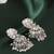 Modish leaf and pear shape silver plated pink kundan stone brass jhumki earring for women and girls