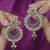 Pear and flower design gold plated green kundan stone chandelier earring for women and girls