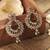 Pear and flower design gold plated multi kundan stone chandelier earring for women and girls