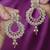 Inspired pear and flower design gold plated ruby kundan stone chandelier earring for women and girls