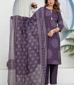 Cotton cambric  straight  kurti-pant-dupatta  set