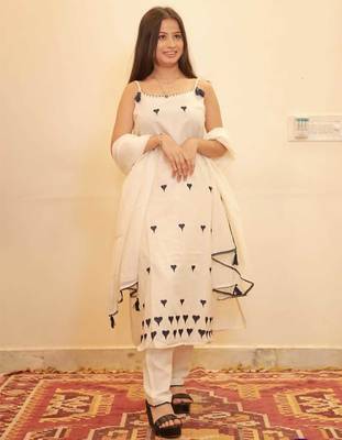 Cotton flex  straight  kurti-pant-dupatta  set 1