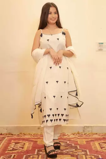 Cotton flex  straight  kurti-pant-dupatta  set