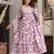 Cotton cambric printed anarkali kurti-pant-dupatta  set