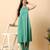 Women sea green cotton flex solid & hand embroidery work kurta with trousers set