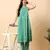Women sea green cotton flex solid & hand embroidery work kurta with trousers set