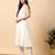 Women off white cotton flex solid & hand embroidery work kurta with trousers set
