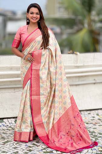 Soft silk zari woven bandhani patola saree with contrast weaves