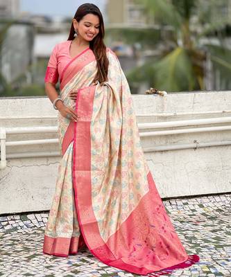 Soft silk zari woven bandhani patola saree with contrast weaves 5
