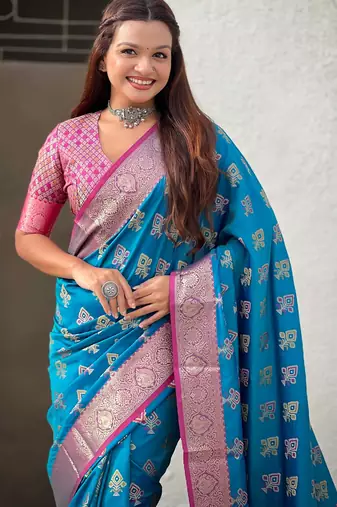 soft silk zari woven ikat patola saree with contrast weaves