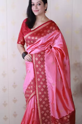 Soft silk banarasi wavy unique zari woven saree