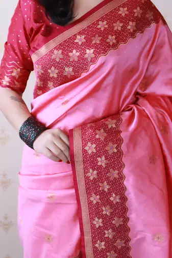 Soft silk banarasi wavy unique zari woven saree