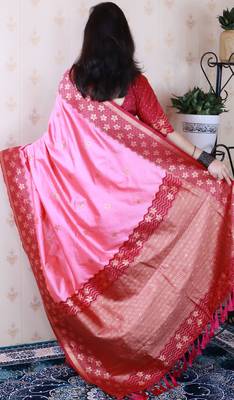 Soft silk banarasi wavy unique zari woven saree 4