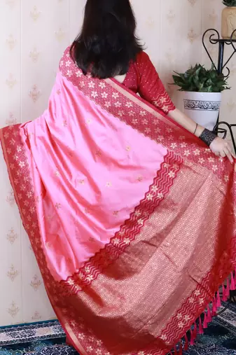 Soft silk banarasi wavy unique zari woven saree