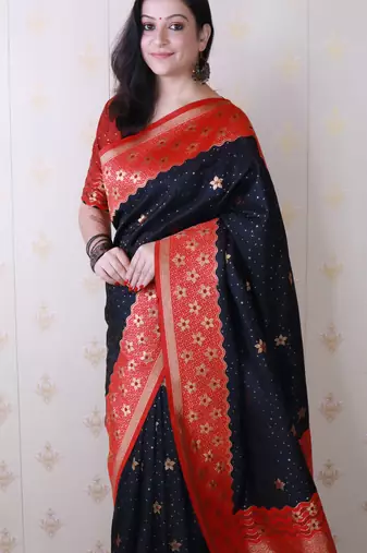Soft silk banarasi wavy unique zari woven saree