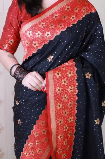 Soft silk banarasi wavy unique zari woven saree