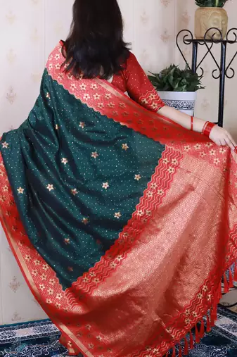 Soft silk banarasi wavy unique zari woven saree