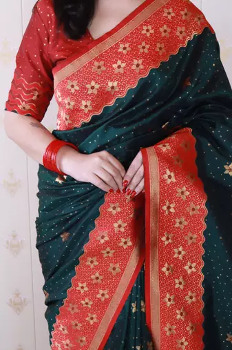 Soft silk banarasi wavy unique zari woven saree