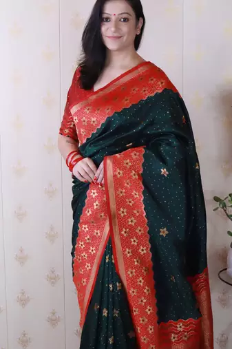 Soft silk banarasi wavy unique zari woven saree