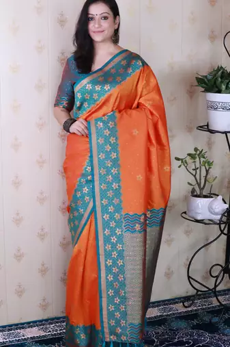 Soft silk banarasi wavy unique zari woven saree