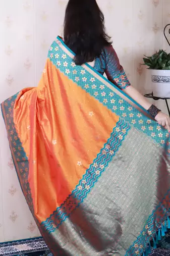 Soft silk banarasi wavy unique zari woven saree