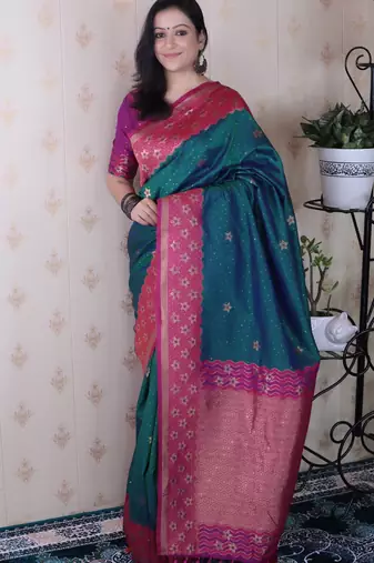 Soft silk banarasi wavy unique zari woven saree