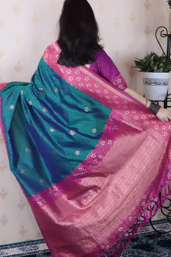 Soft silk banarasi wavy unique zari woven saree