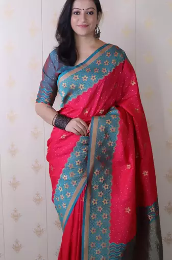 Soft silk banarasi wavy unique zari woven saree