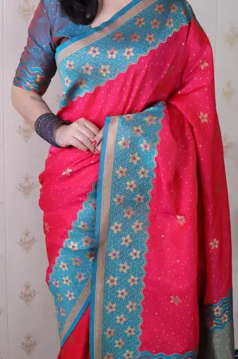 Soft silk banarasi wavy unique zari woven saree