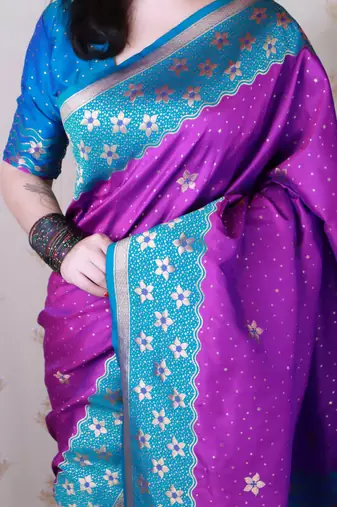 Soft silk banarasi wavy unique zari woven saree