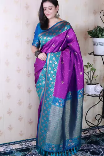 Soft silk banarasi wavy unique zari woven saree