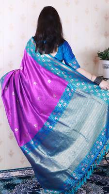 Soft silk banarasi wavy unique zari woven saree 5