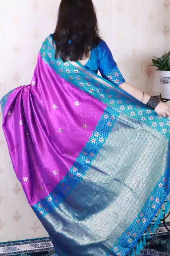 Soft silk banarasi wavy unique zari woven saree