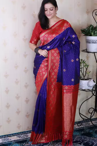 Soft silk banarasi wavy unique zari woven saree
