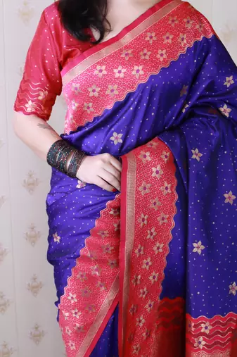 Soft silk banarasi wavy unique zari woven saree
