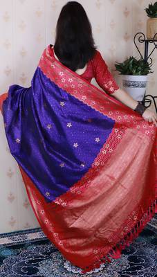 Soft silk banarasi wavy unique zari woven saree 5