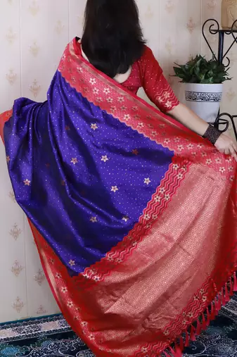 Soft silk banarasi wavy unique zari woven saree
