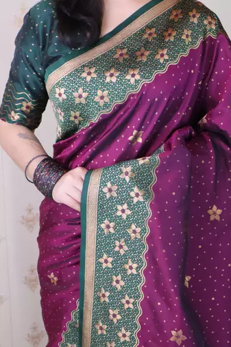 Soft silk banarasi wavy unique zari woven saree