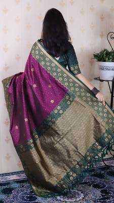 Soft silk banarasi wavy unique zari woven saree 5