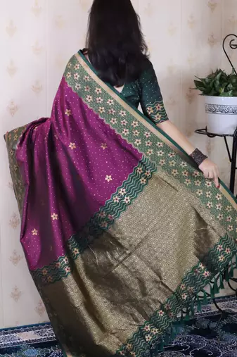 Soft silk banarasi wavy unique zari woven saree