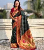 Woven bandhani paithani fusion silk saree