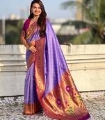 Woven bandhani paithani fusion silk saree