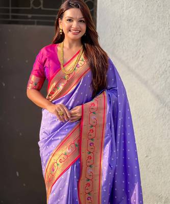 Woven bandhani paithani fusion silk saree 2
