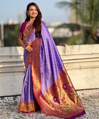 Woven bandhani paithani fusion silk saree 5