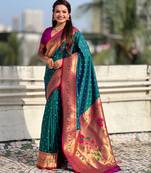 Woven bandhani paithani fusion silk saree