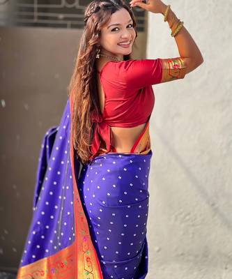 Woven bandhani paithani fusion silk saree 5