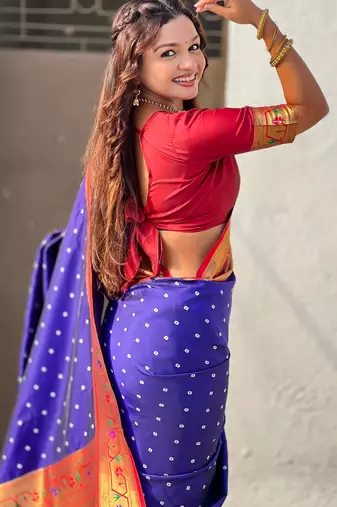 Woven bandhani paithani fusion silk saree