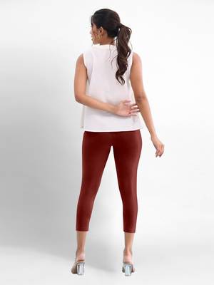 Trendmalls Super combed cotton elastane stretch cropped leggings with ultrasoft waistband 2