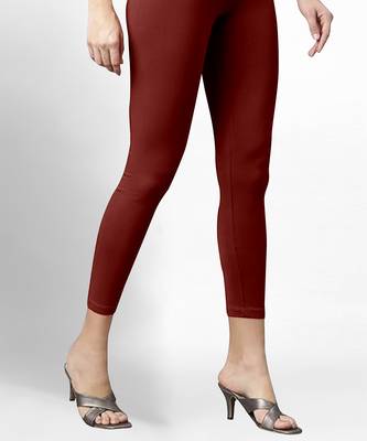 Trendmalls Super combed cotton elastane stretch cropped leggings with ultrasoft waistband 3
